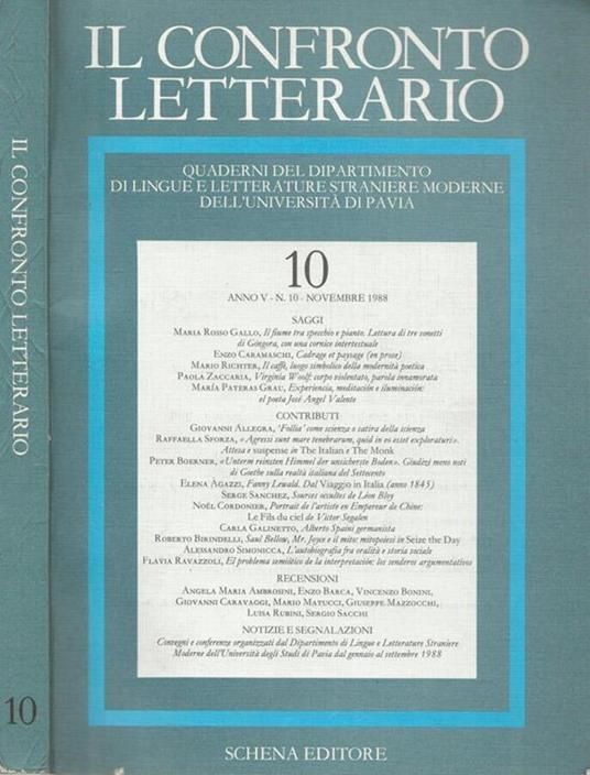 Il  confronto letterario Anno V, n.10- 1988 - copertina