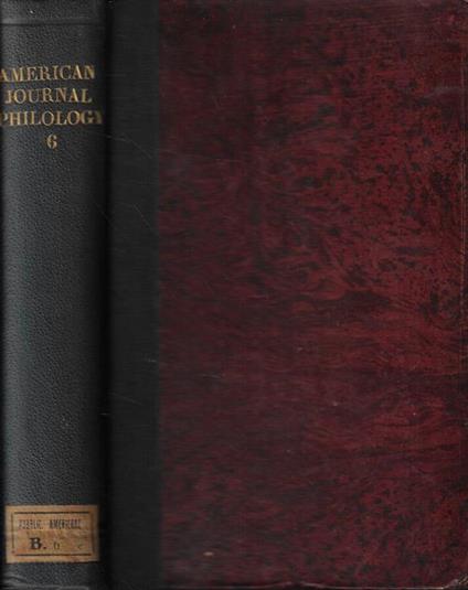 The  American Journal of Philology Anno 1885 - copertina