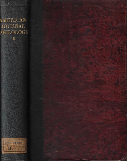 The  American Journal of Philology Anno 1885 - copertina