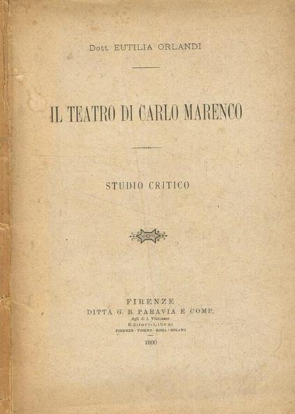 Il  teatro di Carlo Marenco - copertina