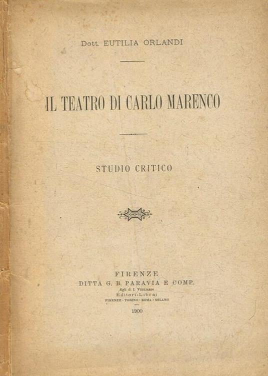 Il  teatro di Carlo Marenco - copertina