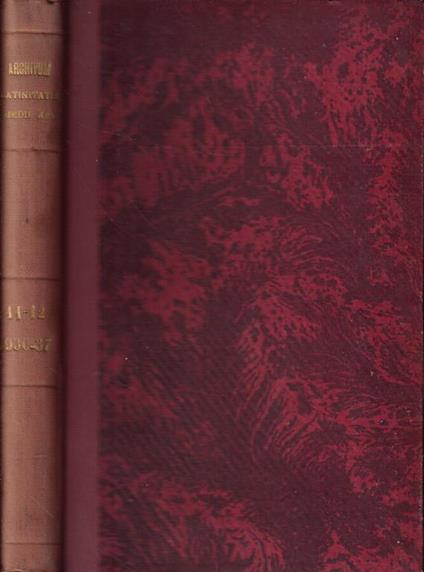 Archivum Latinitatis Medii Aevi Anno 1937-1938 Tomo XII-XIII - copertina