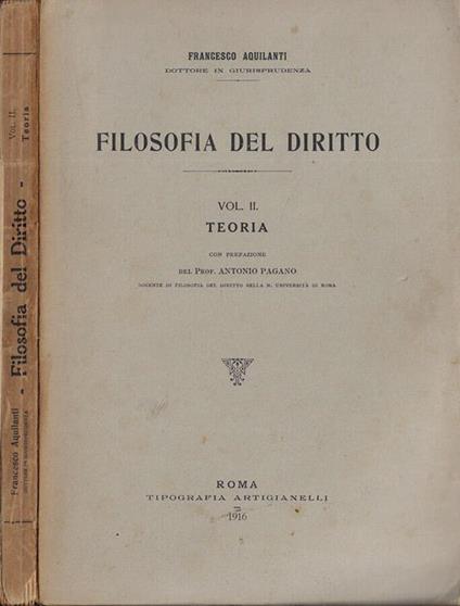 Filosofia del diritto Vol. II - Francesco Aquilanti - copertina