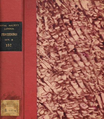 Proceedings of the royal society of London, series B, Biological sciences, anno 1963 vol.157 - copertina