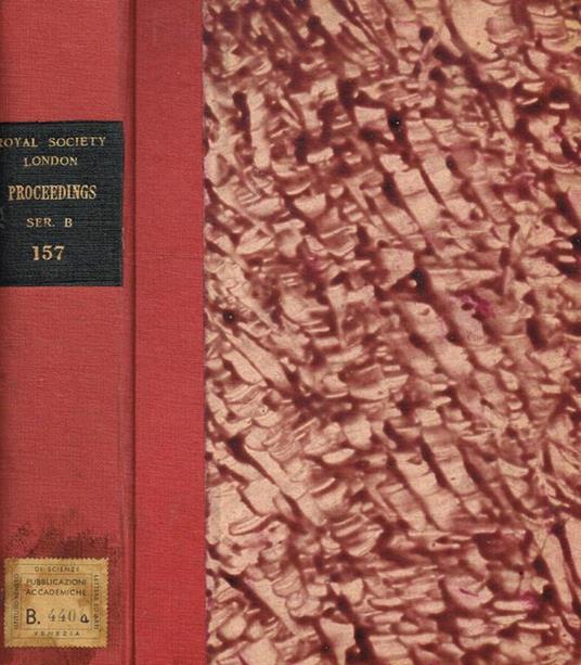 Proceedings of the royal society of London, series B, Biological sciences, anno 1963 vol.157 - copertina
