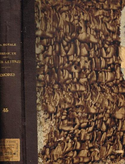 Academie royale de belgique classe des lettres et des morales et politiques. Memoires. Tome XLV anno 1949 - copertina