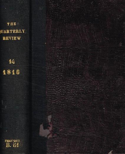 The  quarterly review. October 1815, January 1816, vol.XIV - copertina