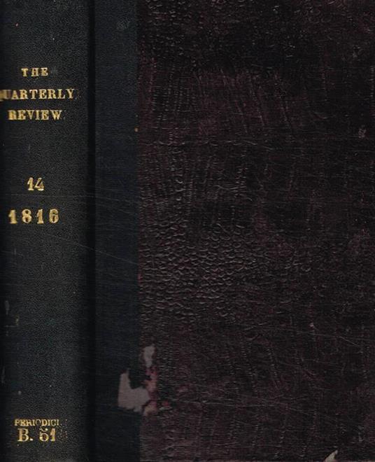 The  quarterly review. October 1815, January 1816, vol.XIV - copertina