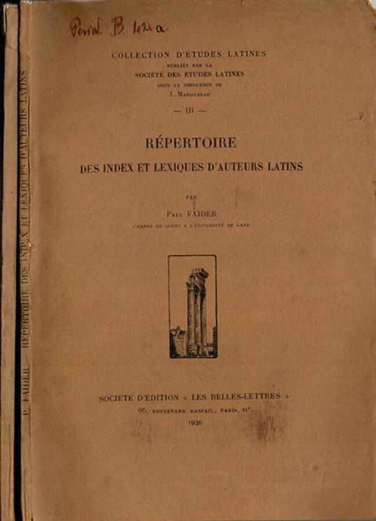 Collection d'Etudes latines vol. II-III - copertina