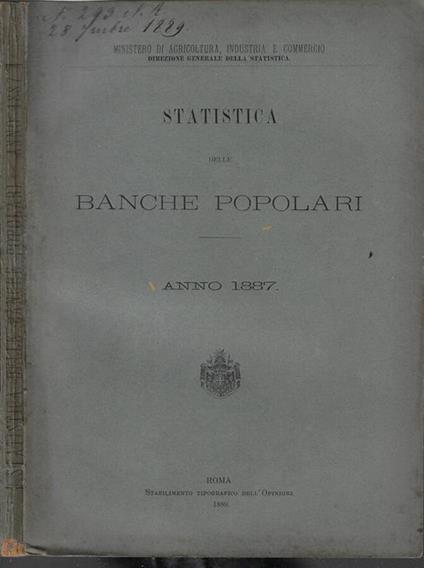 Statistica delle banche popolari anno 1887 - copertina