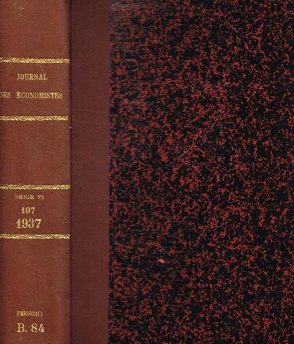 Journal des economistes. Revue de la science economique et de la statistique. Tome 107, 1937 - copertina