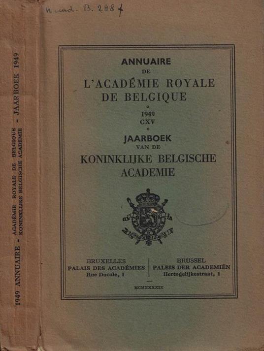 Annuaire de l'Academie Royale de Belgique 1949 Vol. CXV - copertina