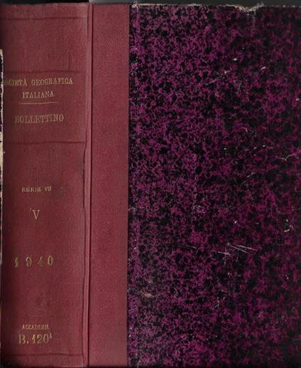 Bollettino della R. Società Geografica Italiana anno 1940 - copertina