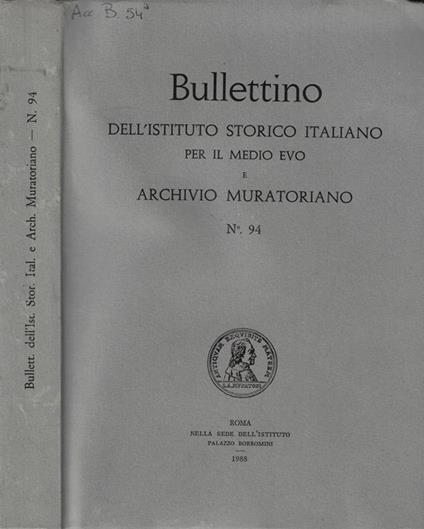 Bullettino dell'Istituto Storico Italiano per il Medio Evo e Archivio Muratoriano n. 94 Anno 1988 - copertina