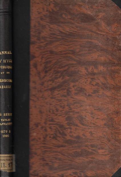 Annales d'Hygiene Publique et de Medecine Legale - copertina