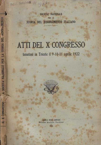 Atti del X Congresso - copertina