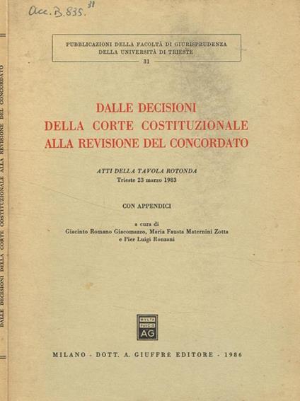 Dalle decisioni della corte costituzionale alla revisione del concordato - copertina