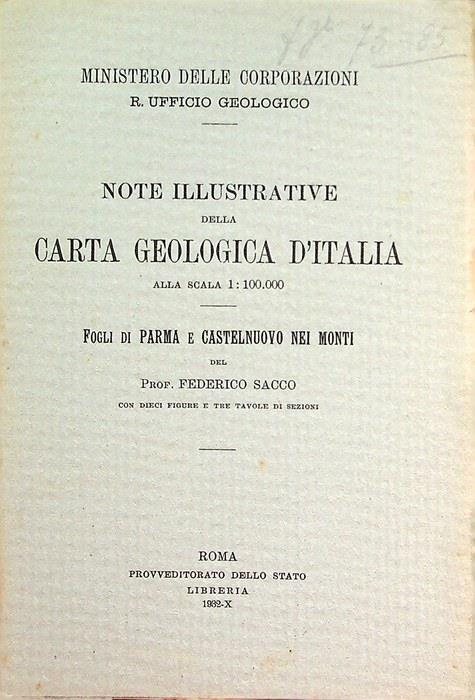 Note illustrative della carta geologica d'Italia alla scala 1:100.000: Fogli di Parma e Castelnuovo nei Monti