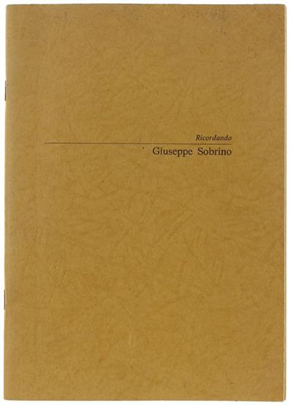 Ricordando Giuseppe Sobrino - copertina