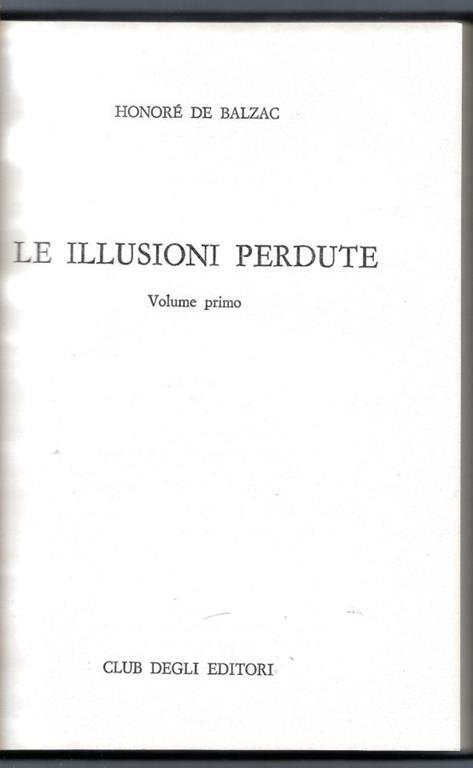 Le illusioni perdute - Honoré de Balzac - copertina