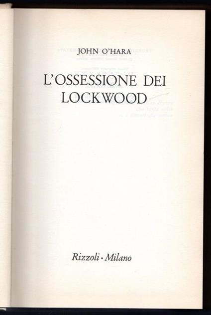 L' ossessione dei lockwood - John O'Hara - copertina