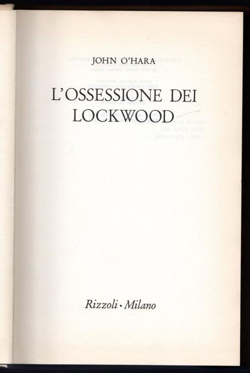 L' ossessione dei lockwood - John O'Hara - copertina