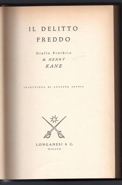 Il delitto freddo - Henry Kane - copertina