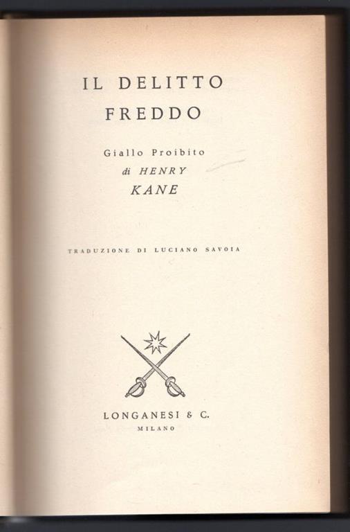 Il delitto freddo - Henry Kane - copertina