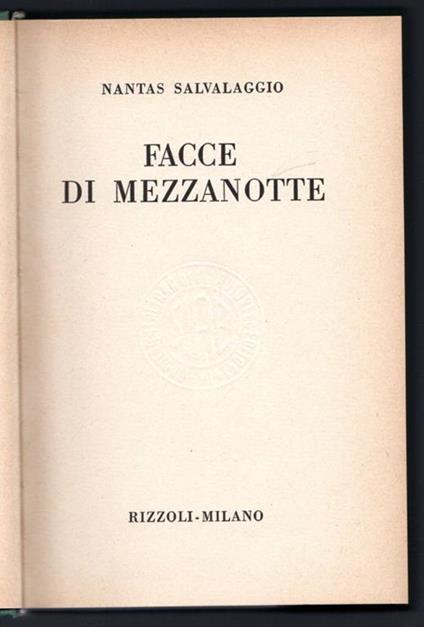 Facce di mezzanotte - Nantas Salvalaggio - copertina