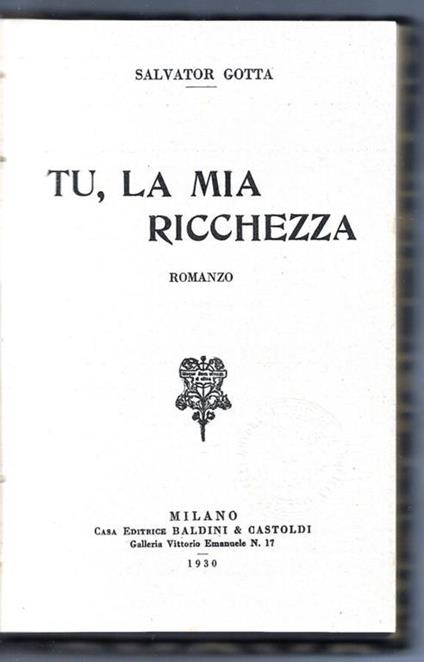Tu, la mia ricchezza - Salvator Gotta - copertina