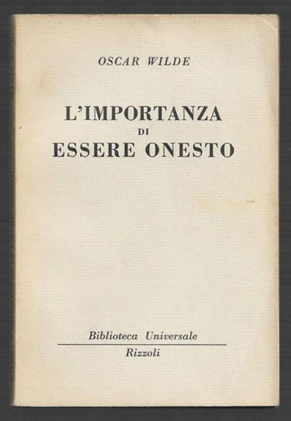 L' importanza di essere onesto - Oscar Wilde - copertina
