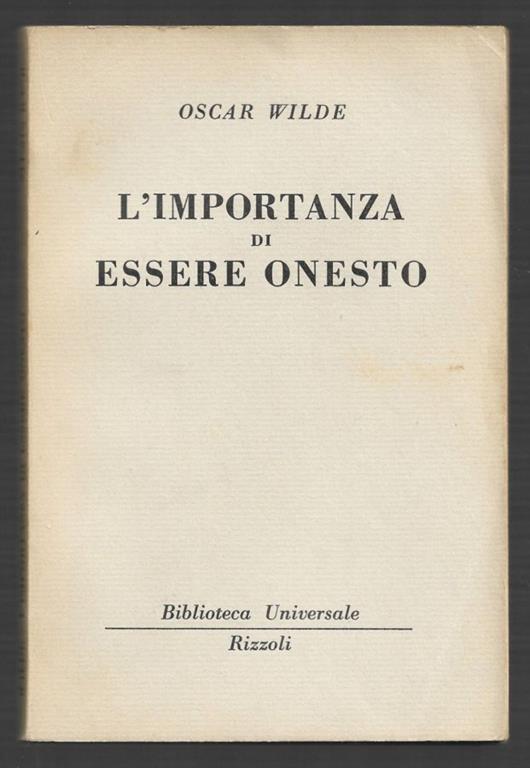 L' importanza di essere onesto - Oscar Wilde - copertina