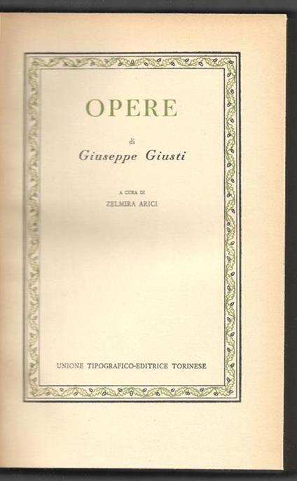 Opere - Giuseppe Giusti - copertina