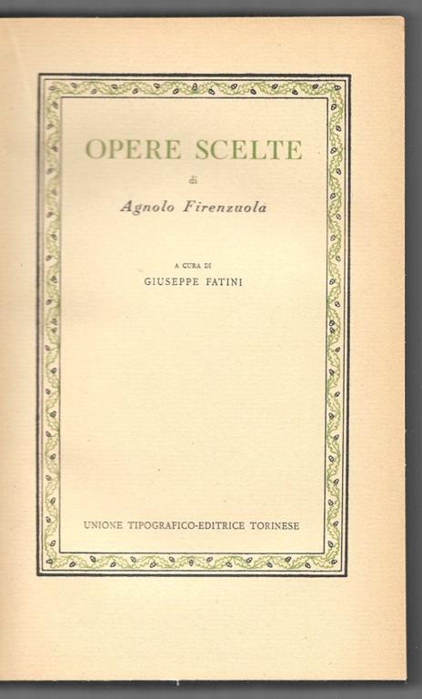Opere scelte - Agnolo Firenzuola - copertina