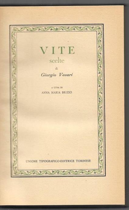 Vite scelte - Giorgio Vasari - copertina