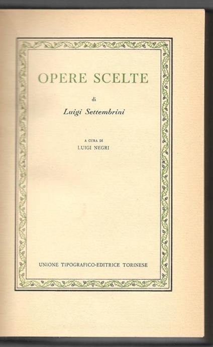 Opere scelte - Luigi Settembrini - copertina
