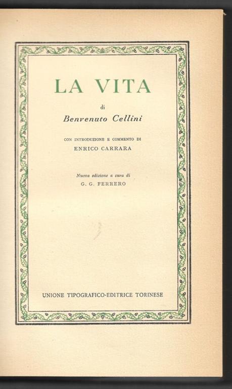 La Vita - Benvenuto Cellini - copertina
