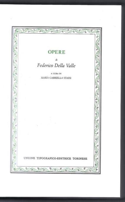 Opere - Federico Della Valle - copertina