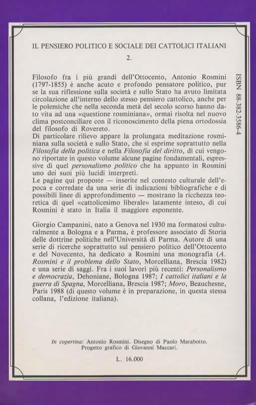 Antonio Rosmini. Il fine della società e dello stato - Giorgio Campanini - 2