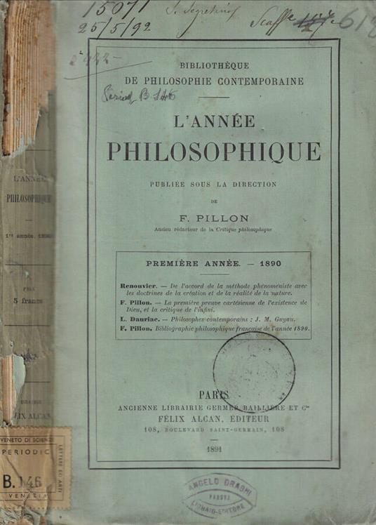 L' Année philosophique 1890 - copertina
