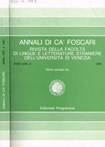 Annali di ca' foscari. Rivista della facoltà di lingue e letterature straniere dell'università di Venezia. Anno XXX, fasc.3, 1991