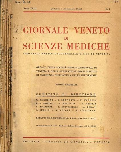 Giornale Veneto di scienze mediche. Anno XVIII, 1944 - copertina