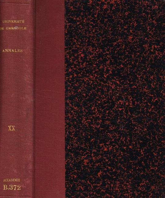 Annales de l'université de Grenoble. Tome XX, 1908 - copertina