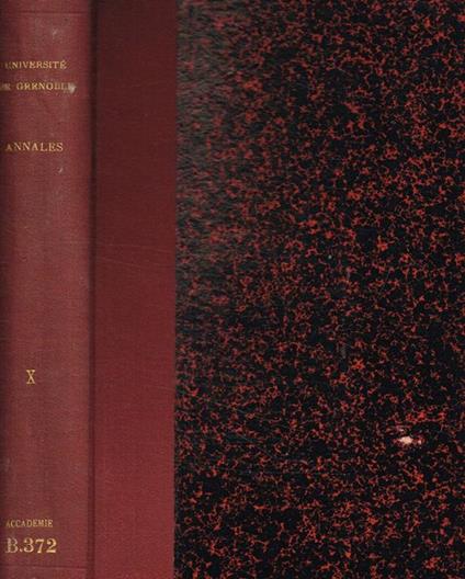 Annales de l'université de Grenoble. Tome X, 1898 - copertina