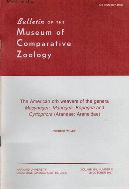 Bulletin of the Museum of Comparative Zoology- Vol. 155 n. 5 - copertina