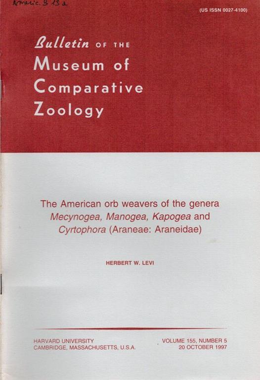 Bulletin of the Museum of Comparative Zoology- Vol. 155 n. 5 - copertina