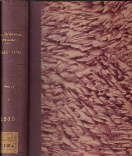 Bollettino della Società Geografica Italiana serie IX Vol. IV 1963 - copertina
