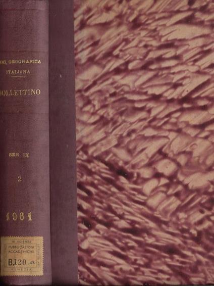 Bollettino della Società Geografica Italiana serie IX Vol. II 1961 - copertina