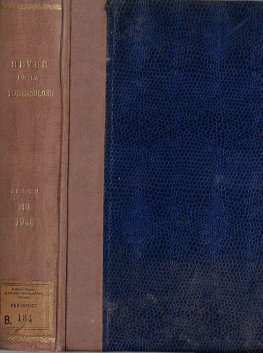Revue de la tuberculose tome 10 serie 5 1946 - copertina