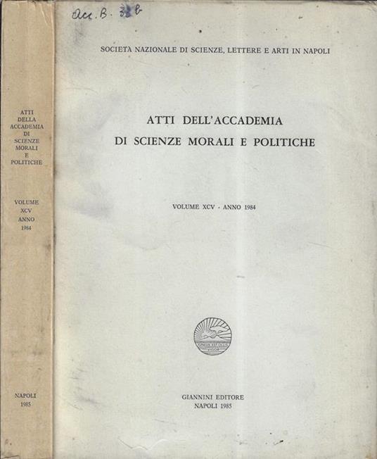 Atti dell'Accademia di scienze morali e politiche Volume XCV 1984 - copertina